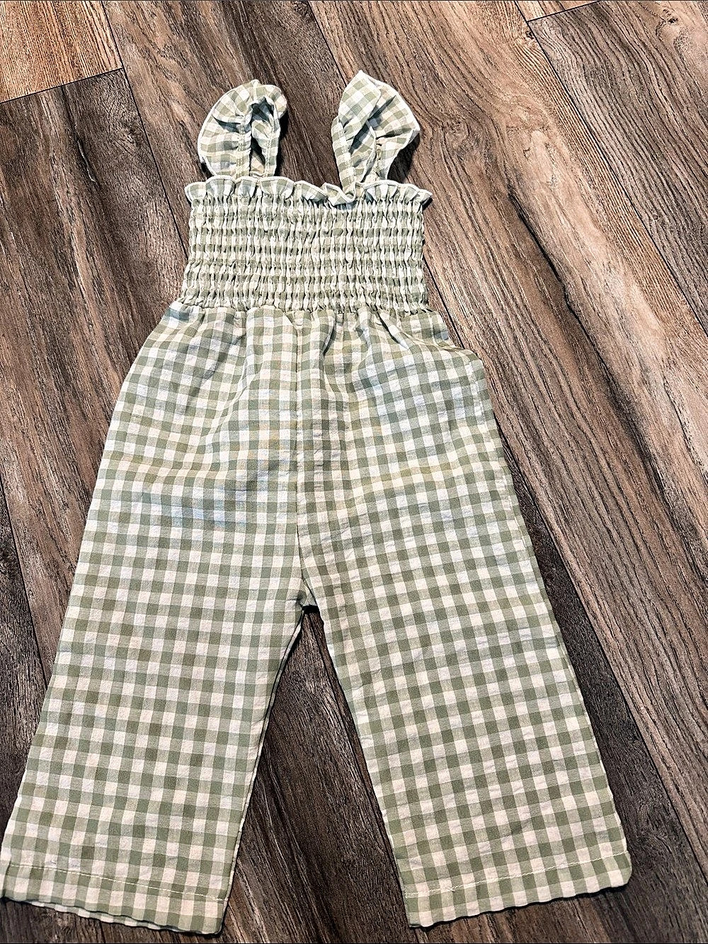 Girls Romper Green & White 18-24M